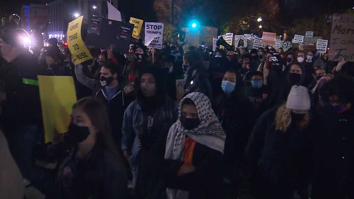 Hundreds march from Nubian Square to Copley Square in Boston election rally