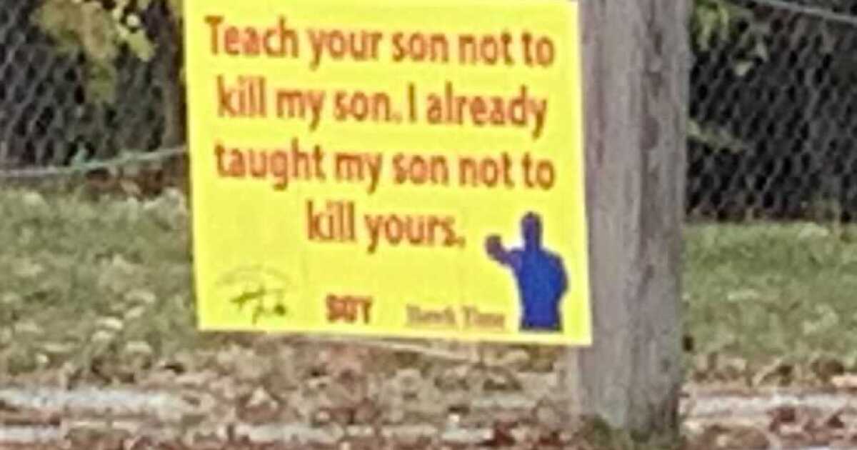 'Teach your son not to kill my son' signs pop up around town